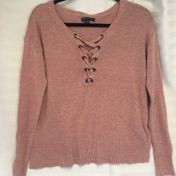 American Eagle Outfitters Long Sleeve Knit Pullover Lightweight Sweater Pink XS - Picture 2 of 14